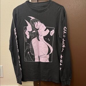 Black and Pink Graphic Long Sleeve Tee